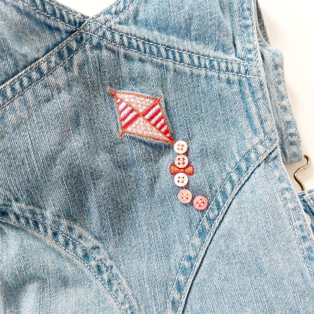 Let's Go Fly A Kite Denim Overalls Dress/Skirt Medium Christopher &Banks Teacher